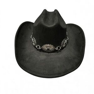 Black Cowboy Hat with Silver Accents